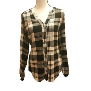 Mason & Belle Black & White Plaid Shirt, Size Medium